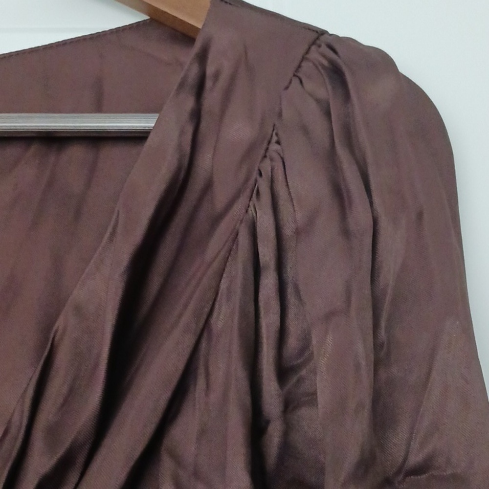 NWT Krisa Puff Sleeve Wrap Dress in Cocoa - Picture 9 of 9